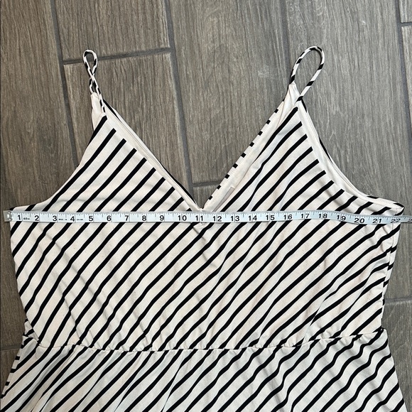 H&M Black & White Striped V-Neck Spaghetti Strap Dress, Size XXL - Picture 3 of 8